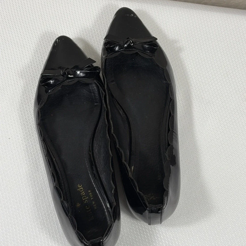 Kate Spade Ballet Flat Women Eleni Patent Leather‎ Shoe 8M Black slip on Classic